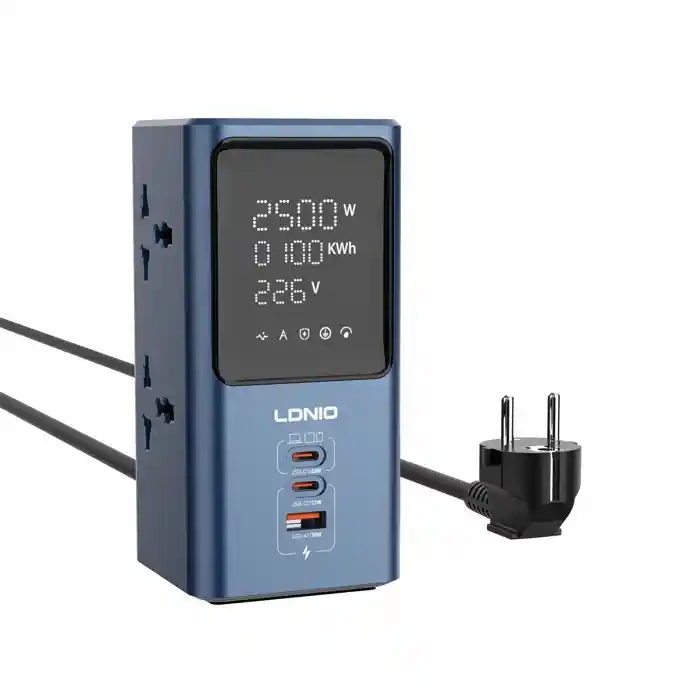 LDNIO SC2 Universal Power Socket Wall Mount Strip With PD USB Charging Ports 4 Way Outlet Extension Plug Socket